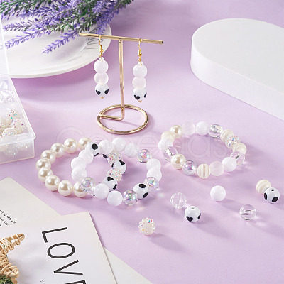 160Pcs 10 Style ABS Plastic Imitation Pearl Beads & Transparent & Opaque Acrylic Beads FIND-SW0001-31-1