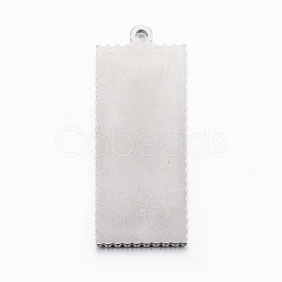 Tarnish Resistant 304 Stainless Steel Pendant Cabochon Settings STAS-E421-028P-1