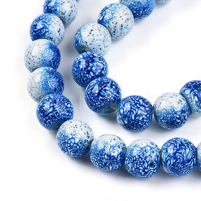 Transparent Baking Paint Glass Beads Strands DGLA-N009-10mm-07-1