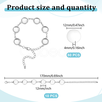 60Pcs Transparent Glass Cabochons with 10Pcs Brass Bracelet Making DIY-GO0002-32B-1