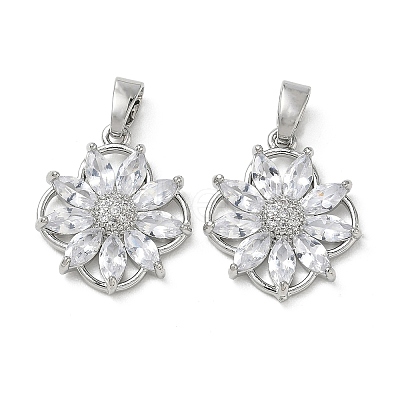 Brass Micro Pave Clear Cubic Zirconia Pendants KK-A299-15P-1