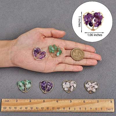 6Pcs 3 Styles Natural Gemstone Pendants FIND-SZ0002-70-1