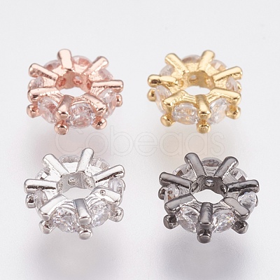 Brass Micro Pave Cubic Zirconia Beads ZIRC-F083-101-RS-1