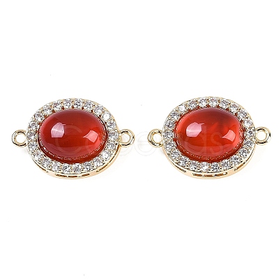 Natural Carnelian(Dyed & Heated) Oval Connector Charms KK-U043-50G-01-1