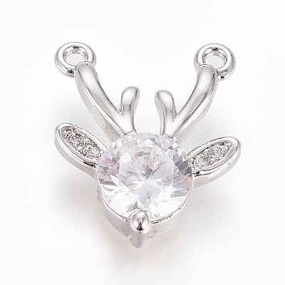 Christmas Brass Micro Pave Cubic Zirconia Pendants ZIRC-G166-03-1