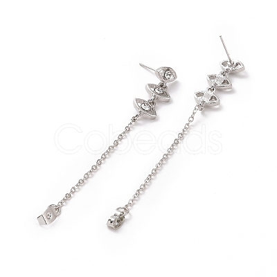Crystal Rhinestone Horse Eye Hanging Chain Dangle Stud Earrings LS-EJEW-A078-01P-1