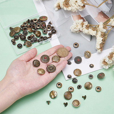 20Pcs 20 Styles Alloy & Brass Snap Buttons BUTT-ME0001-09-1
