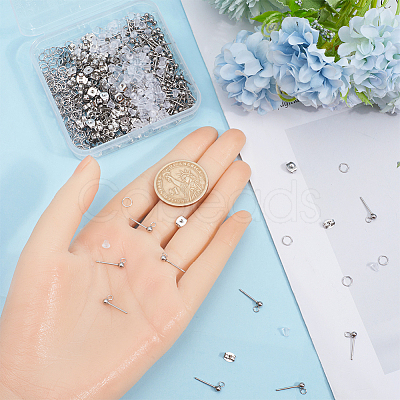 150Pcs 202 Stainless Steel Ball Stud Earring Findings STAS-SP0001-52A-P-1