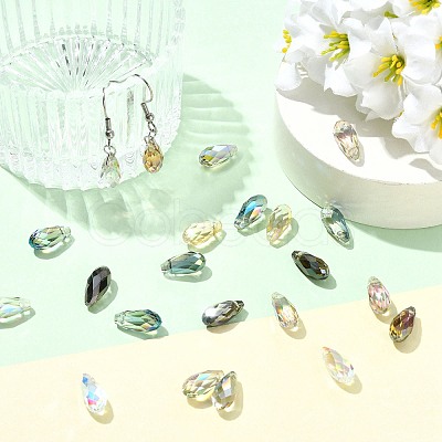 80Pcs 8 Colors Electroplate Transparent Glass Beads EGLA-FS0002-65-1