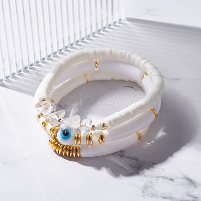Chunky Tube Beads Bracelets Set BJEW-JB07224-1