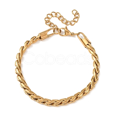 304 Stainless Steel Twisted Curb Chain Bracelets for Women BJEW-F529-05G-1