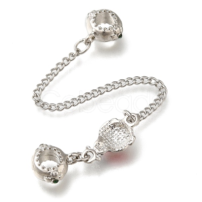 Rack Plating Alloy Enamel European Beads with Safety Chains PALLOY-A009-01P-1