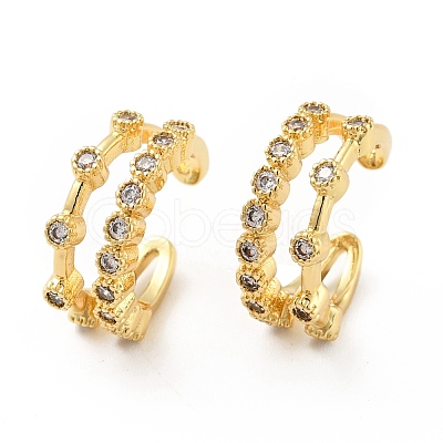 Clear Cubic Zirconia Double-Layer Open Cuff Earrings EJEW-G297-34G-1