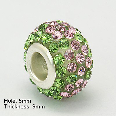 Resin Rhinestone European Beads GPDL-C004-S-1