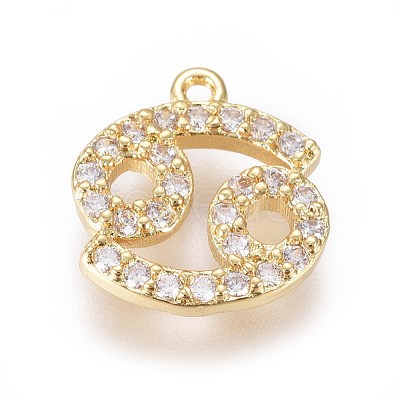 Golden Plated Brass Micro Pave Cubic Zirconia Charms ZIRC-L075-51J-1