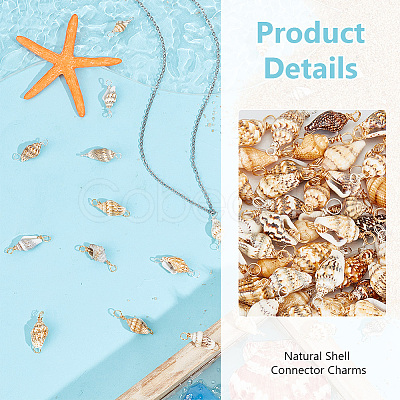 100Pcs 2 Colors Natural Shell Connector Charms PALLOY-AB00235-1