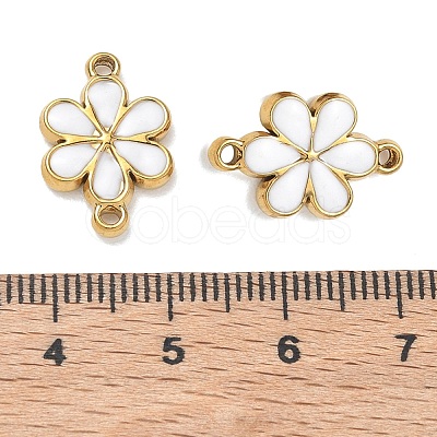 304 Stainless Steel Enamel Flower Links Connector Charms STAS-K330-16G-01-1