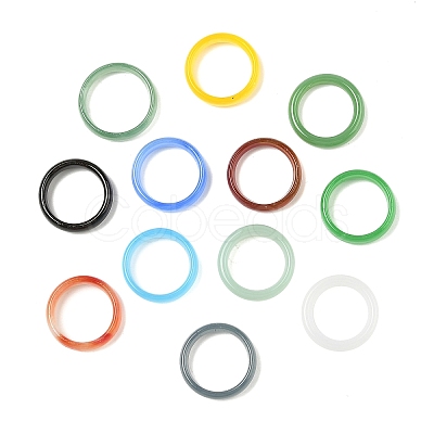 Glass Imitation Agate Finger Rings for Women RJEW-A055-01-1