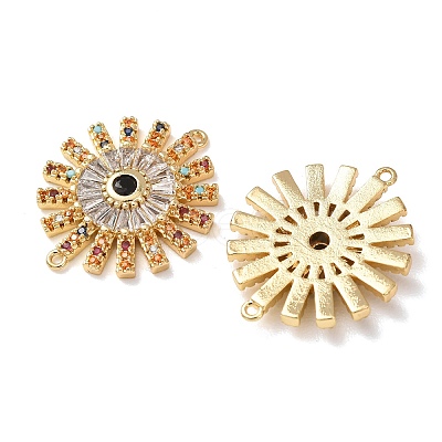 Brass Micro Pave Colorful Cubic Zirconia Connector Charms CU-CBA4579-05G-A-1