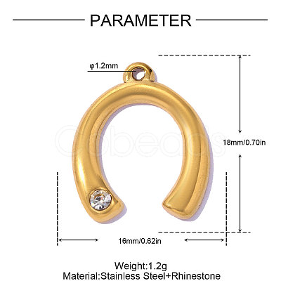 304 Stainless Steel Rhinestone Pendants STAS-OY016-43G-1