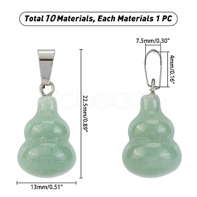 10Pcs 10 Style Gemstone Pendants G-PH0001-37-1