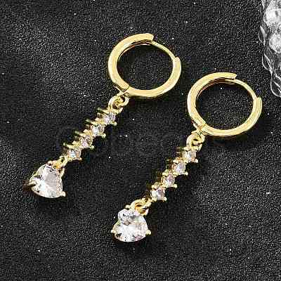 Brass Micro Pave Cubic Zirconia Hoop Dangle Earrings KK-CBA8324-07G-02-1