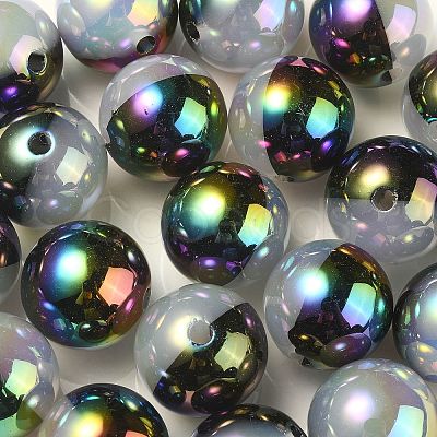 UV Plating Rainbow Iridescent Opaque Acrylic Beads X-OACR-C007-01G-1