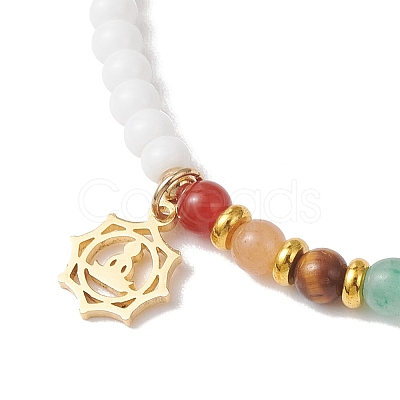 Chakra 304 Stainless Steel Charms Bracelets BJEW-JB13053-1