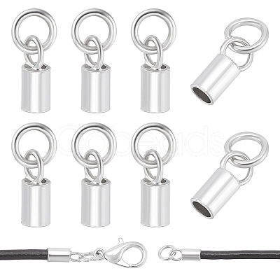 8Pcs Rhodium Plated Sterling Silver Cord Ends FIND-BC0014-09B-1