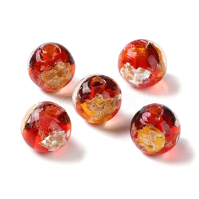 Handmade Gold & Silver Foil Lampwork Beads GLAA-G107-07A-11-1