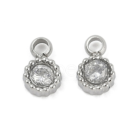304 Stainless Steel Micro Pave Cubic Zirconia Pendants STAS-I325-024P-1