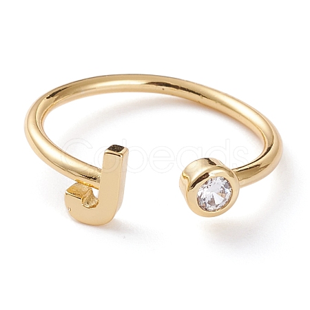 Brass Micro Pave Clear Cubic Zirconia Cuff Rings RJEW-Z005-J-G-1