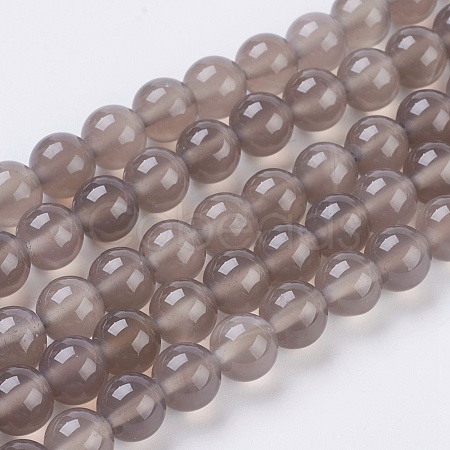 Natural Grey Agate Beads Strands X-G-G583-8mm-08-1