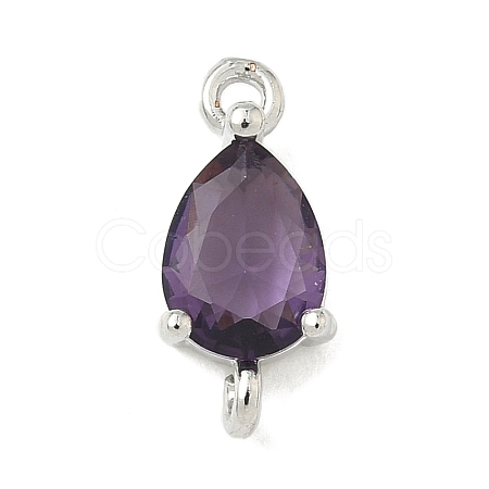 Brass Pave Cubic Zirconia Connector Charms KK-Z120-31P-05-1