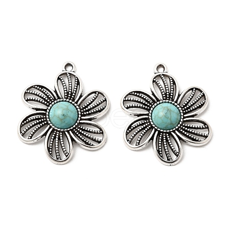 Tibetan Style Alloy & Acrylic Pendants FIND-B058-04AS-01-1