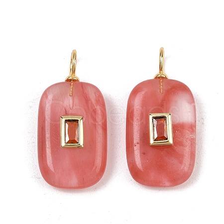Cherry Quartz Glass Pendants KK-B157-43G-03-1