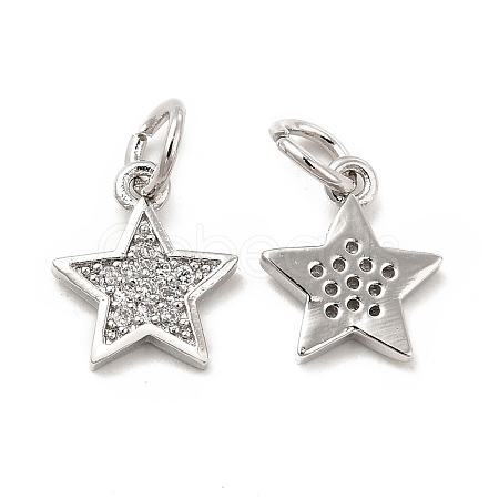Brass Micro Pave Cubic Zirconia Charms KK-E068-VB247-1
