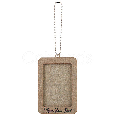 Rectangle with Word I Love You Dad Wood Hanging Photo Frame HJEW-SP0001-19A-1