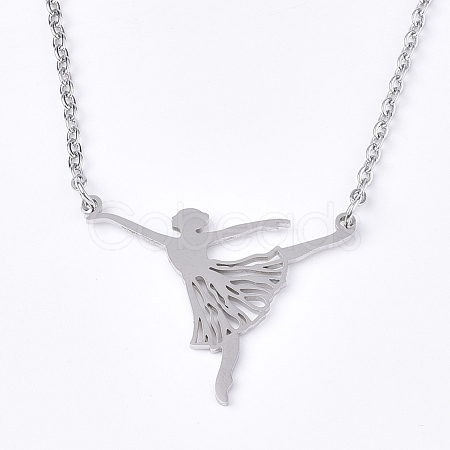 Non-Tarnish 201 Stainless Steel Pendant Necklaces NJEW-T009-JN110-1-40-1
