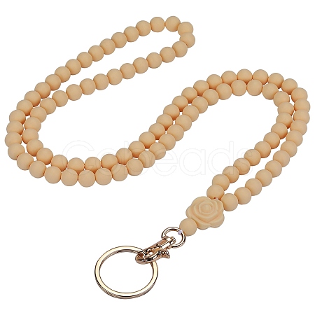 Rose Silicone ID Card Neck Strap Card Holder NJEW-SW00028-05-1