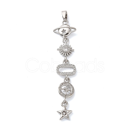 Brass Micro Pave Clear Cubic Zirconia Pendants KK-D101-01D-P-1
