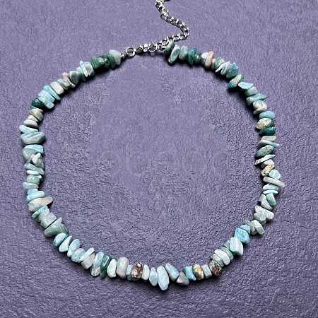 Natural Amazonite Chip Beaded Necklaces for Women IW6789-55-1