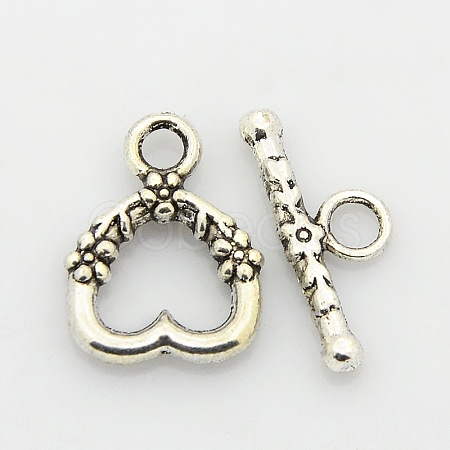 Tibetan Style Alloy Heart Toggle Clasps PALLOY-J471-27AS-1