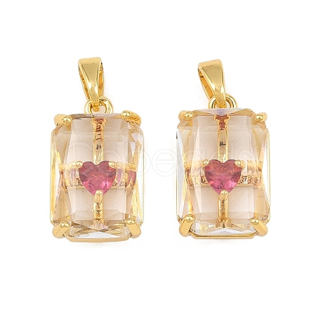 Brass Micro Pave Cubic Zirconia Pendants KK-I475-03G-02-1