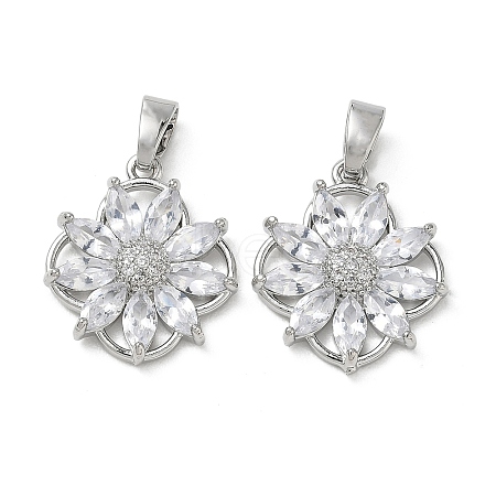 Brass Micro Pave Clear Cubic Zirconia Pendants KK-A299-15P-1