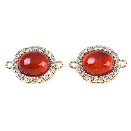 Natural Carnelian(Dyed & Heated) Oval Connector Charms KK-U043-50G-01-1