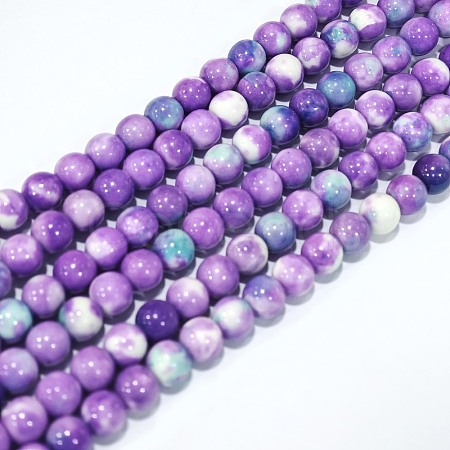 Synthetic Ocean White Jade Beads Strands G-L019-6mm-04-1