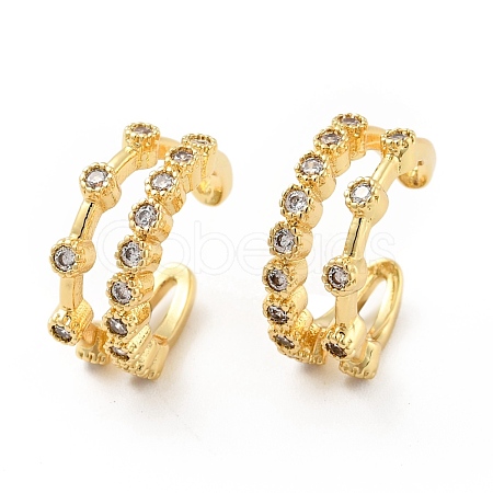 Clear Cubic Zirconia Double-Layer Open Cuff Earrings EJEW-G297-34G-1