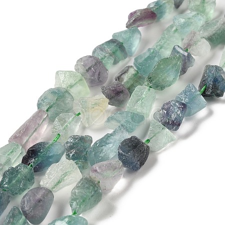 Raw Rough Natural Green Fluorite Beads Strands G-I283-G01-02-1