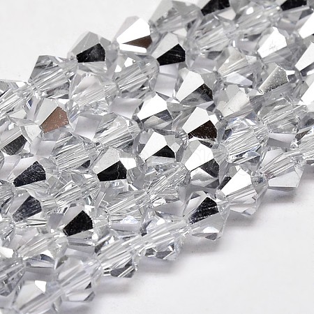 Imitate Austrian Crystal Electroplate Bicone Glass Faceted Bead Strands GLAA-F029-6x6mm-B01-1
